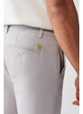 Avva Men's Stone Dobby Slim Fit Slim Fit Flexible Chino Canvas Trousers