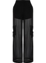 Trendyol Black Pipe Leg Lined Chiffon Trousers