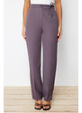 Trendyol Gray Straight/Straight Fit Woven Waist Detail Trousers