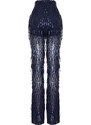 Trendyol Navy Blue Wide Leg Sequined Knitted Trousers