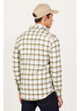 AC&Co / Altınyıldız Classics Men's Khaki-gray Slim Fit Slim Fit Button Collar Warm Checked Winter Flannel Lumberjack Shirt