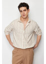 Trendyol Stone Regular Fit Striped Shirt