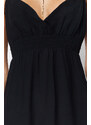 Trendyol Black Waist Opening Strap Midi Woven Dress