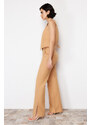 Trendyol Camel Premium Straight Linen Woven Trousers