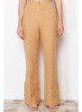 Trendyol Camel Premium Straight Linen Woven Trousers