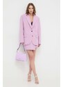 Sukně s příměsí vlny Karl Lagerfeld růžová barva, mini, áčková