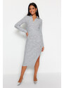 Trendyol Gray Maxi Knitwear Knit Detailed Dress