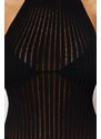 Trendyol Black Fitted Maxi Knitted Decollete Decollete Knit Effect Beach Dress