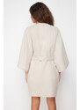 Trendyol Premium Beige Belted 100% Cotton Muslin Woven Dressing Gown