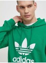 Bavlněná mikina adidas Originals Adicolor Classics Trefoil pánská, zelená barva, s kapucí, s potiskem, IM9403