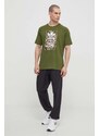 Bavlněné tričko adidas Originals zelená barva, s potiskem, IS0248