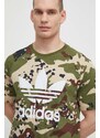 Bavlněné tričko adidas Originals zelená barva, IS0215