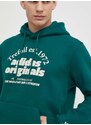 Mikina adidas Originals pánská, zelená barva, s kapucí, s potiskem, IS1412