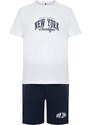 Trendyol Navy Blue Printed Regular Fit Knitted Pajamas Set