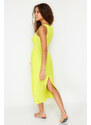 Trendyol Yellow Bodycone/Fitted Halter Neck Maxi Stretchy Knitted Maxi Dress