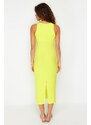 Trendyol Yellow Bodycone/Fitted Halter Neck Maxi Stretchy Knitted Maxi Dress