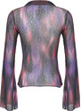 Trendyol Purple Special Textured Regular/Normal Pattern Printed Shirt Collar Flexible Knitted Blouse