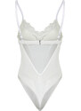 Trendyol Bridal White Brode Tulle and Lace Detailed Knitted Bodysuit With Snaps