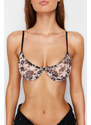 Trendyol Ten-Black Tulle Floral Capless Knitted Bra