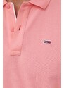 Bavlněné polo tričko Tommy Jeans růžová barva, DM0DM18312