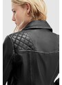 Kožená bunda AllSaints CARGO dámská, černá barva, přechodná