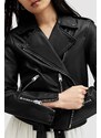 Kožená bunda AllSaints BALFERN dámská, černá barva, přechodná