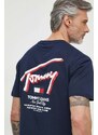 Bavlněné tričko Tommy Jeans tmavomodrá barva, s potiskem