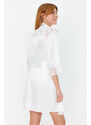 Trendyol Bridal Ecru Belted Lace Detailed Satin Woven Dressing Gown