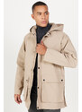 AC&Co / Altınyıldız Classics Men's Beige Hooded Stand Collar Standard Fit Warm Windproof Coat