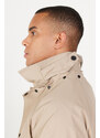 AC&Co / Altınyıldız Classics Men's Beige Hooded Stand Collar Standard Fit Warm Windproof Coat