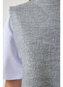 Happiness İstanbul Women's Gray Sweater Knitted T-Shirt