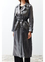 Trendyol Anthracite Oversize Wide Cut Belted Trench Coat