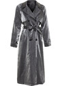 Trendyol Anthracite Oversize Wide Cut Belted Trench Coat
