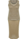 Trendyol Curve Mink Knitwear Blouse & Dress 2-Piece Set
