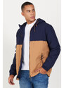 AC&Co / Altınyıldız Classics Men's Navy Blue-Mink Standard Fit Normal Cut High Neck Cold Proof Fleece Side Pocket Coat