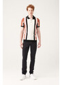 Avva Men's Tile Polo Collar Color Block Ribbed Slim Fit Slim Fit Knitwear T-shirt