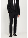 ALTINYILDIZ CLASSICS Men's Black Regular Fit Wide Cut Monocollar Dobby Suit.