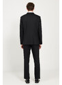 ALTINYILDIZ CLASSICS Men's Black Regular Fit Wide Cut Monocollar Dobby Suit.