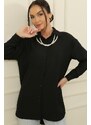 By Saygı Pearl Necklace Collar Buttoned Front Shirt Tunic