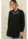 By Saygı Pearl Necklace Collar Buttoned Front Shirt Tunic