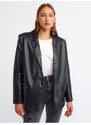 Dilvin 6939 Faux Leather Jacket-black