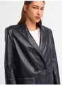 Dilvin 6939 Faux Leather Jacket-black