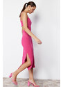 Trendyol Fuchsia Cut Out Detailed Fitted Midi Knitted Midi Dress with Slit