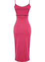 Trendyol Fuchsia Cut Out Detailed Fitted Midi Knitted Midi Dress with Slit