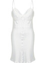 Trendyol Curve White Mini Satin Woven Bridal Nightgown