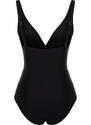 Trendyol Black V Neck Draped Regular Swimsuit