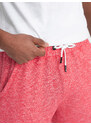 Ombre Clothing Pánské šortky LOOSE FIT z melanžové tkaniny - světle červené V7 OM-SRSK-0116