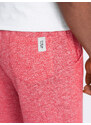 Ombre Clothing Pánské šortky LOOSE FIT z melanžové tkaniny - světle červené V7 OM-SRSK-0116