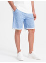 Ombre Clothing Pánské šortky LOOSE FIT z melanžové tkaniny - světle modré V1 OM-SRSK-0116