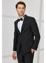 ALTINYILDIZ CLASSICS Men's Black Slim Fit Slim Fit Camouflage Shawl Collar Woolen Tuxedo Suit